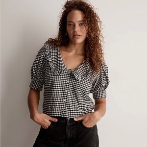 Madewell | Flannel Puff-Sleeve Top in Gingham Check